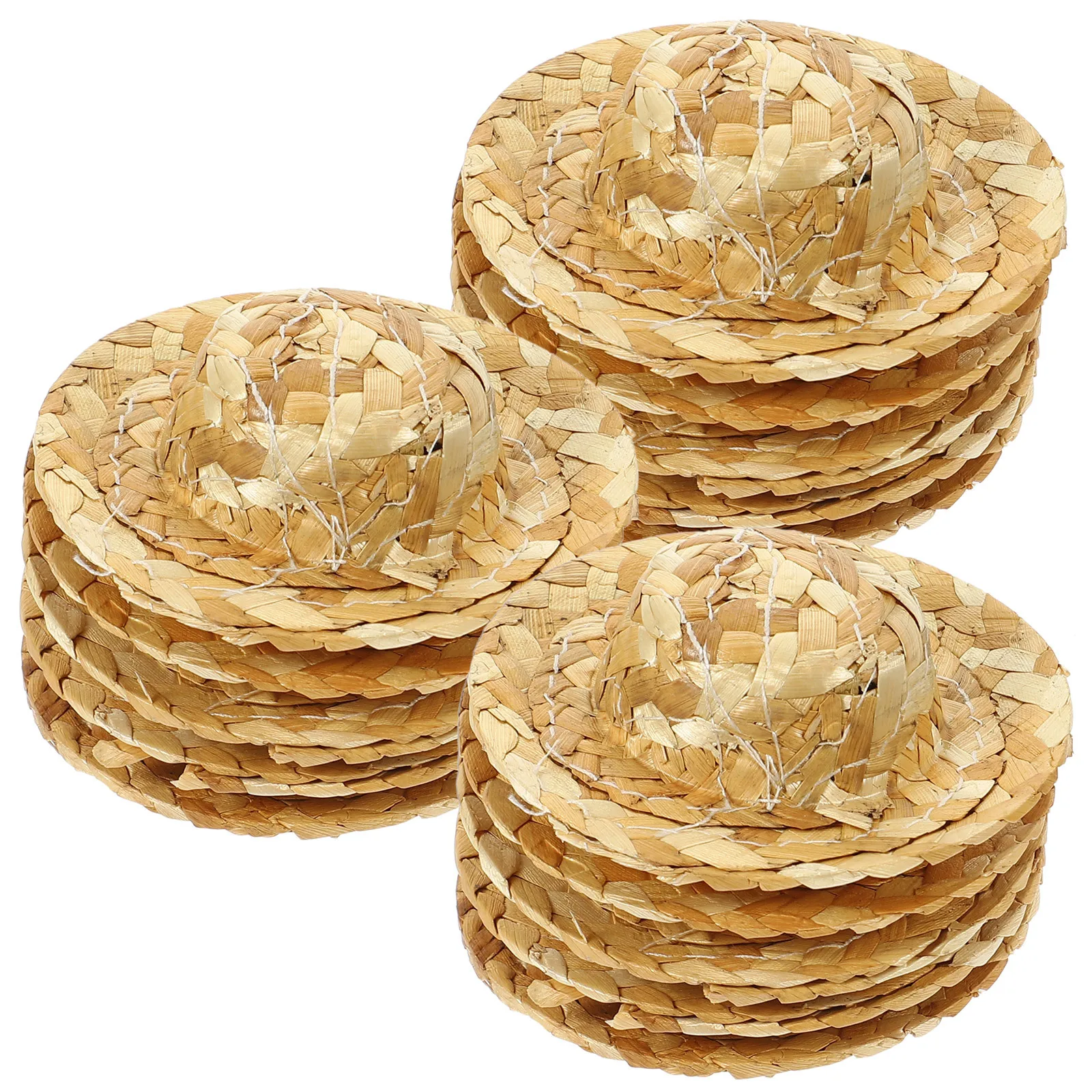 

12Pcs Small Woven Straw Hats Rustic Natural Atmosphere Decor for Photos DIY Crafts Small Straw Hat Woven Hat Clothes Photo Prop