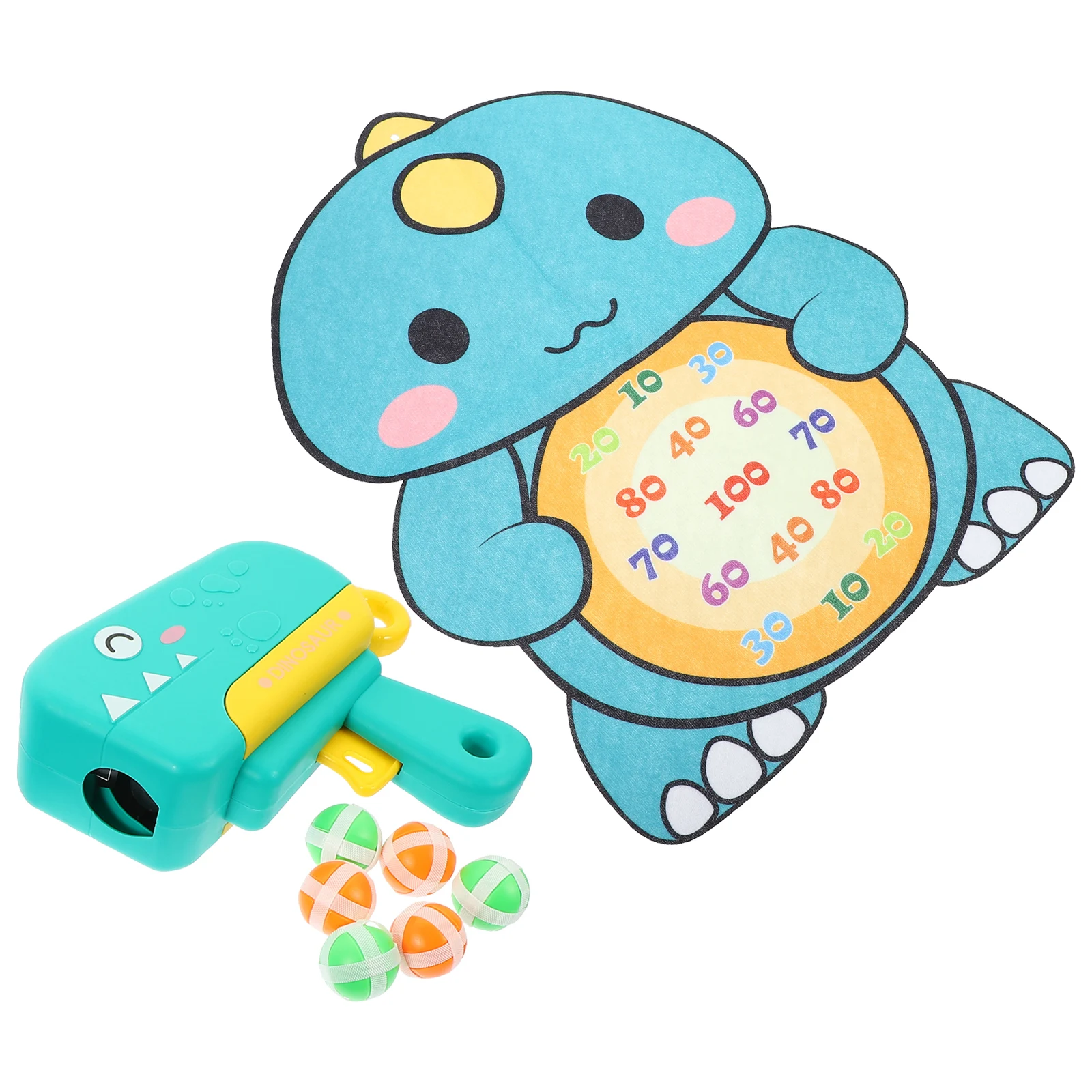 1 ensemble de jeu de tir de balle collante, dessin animé sûr en forme de dinosaure, jeu de société interactif pour enfants, cadeau de sport amusant, jouet de balle collante