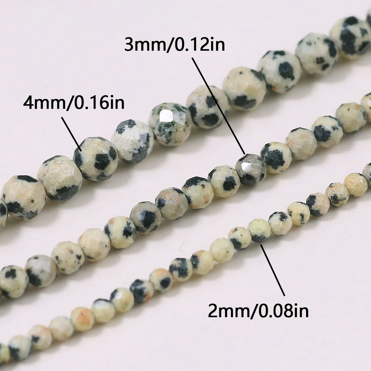 2/3/4mm Dalmatian Jasper Round Cut Natural Stone for Making Diy Jewellery Accessories Such As Bracelets Necklaces and Key Rings