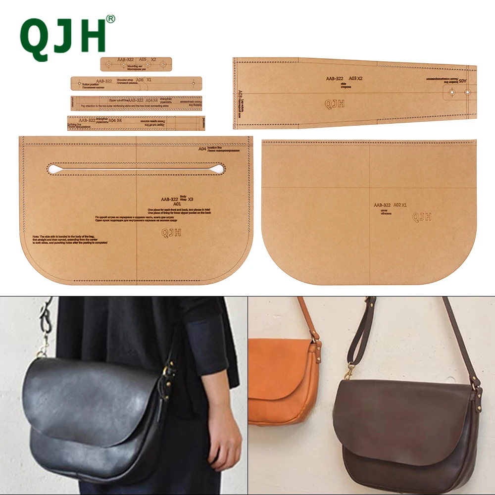 

QJH Large Capacity Oblique Span Shoulder Bag Kraft Paper Template DIY Leather Craft With Hole Template Sewing Pattern Accessorie