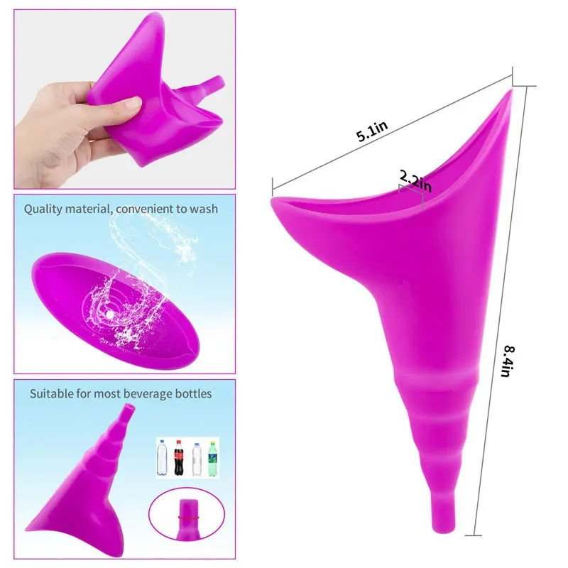 Travel Pee Device Make Pipi Woman Car Outdoor Emergency Standing Urinal Female Silicone Camping Portable Irinal Tube Chamber