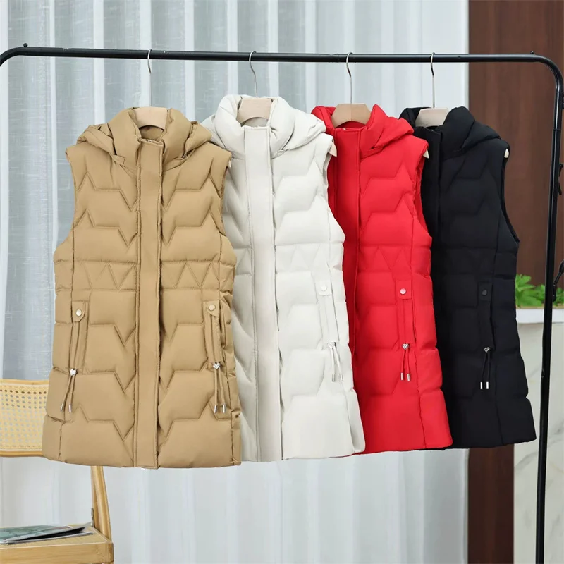 

Women Down Cotton Vest Autumn Winter New Sleeveless Warm Lady Mid Long Waistcoat Ladies Jacket Female Outerwear Chaleco Mujer