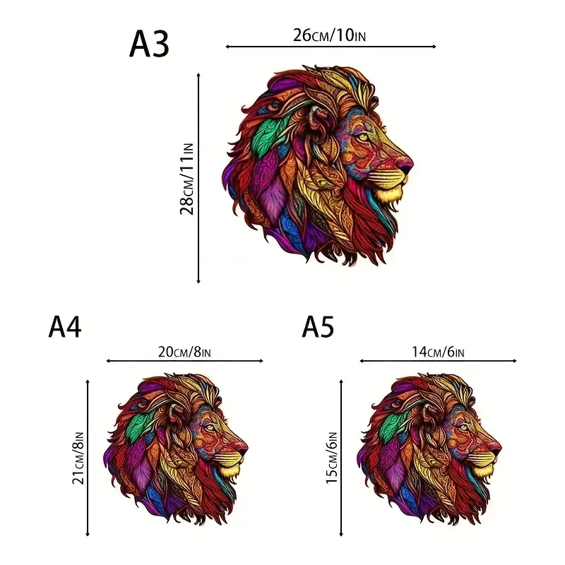 Lion King Wooden Puzzle for Adults Kids, Animal Shaped Pieces Jigsaw Puzzles Toys, Christmas Gift Home Decor Family Game