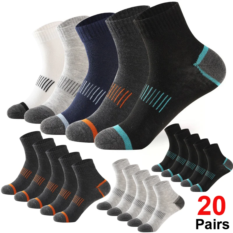 High Quality Men's Cotton Socks 10/20 Pairs Lot Casual Breathable Sports Run Socks Winter Black Large Size Male Footwear