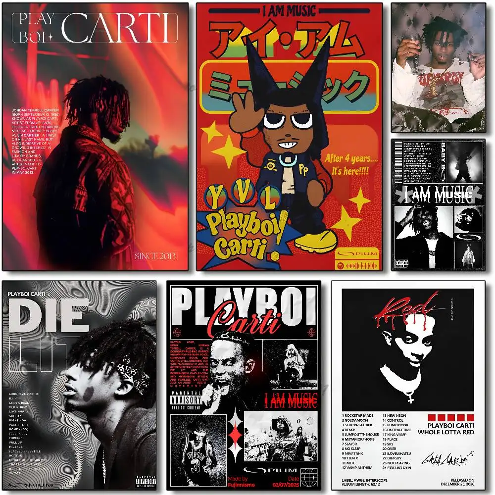 Rap Playboi Carti Poster Self-adhesive Art Room Entrance Restaurant Wall Decor Art Painting