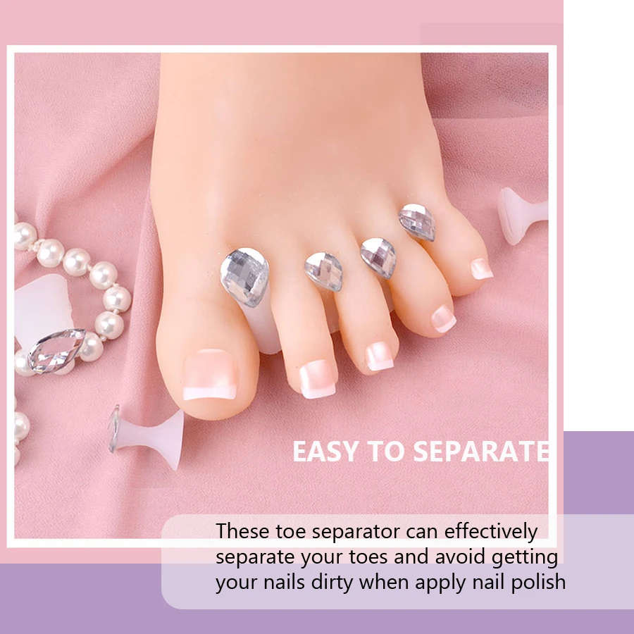 8Pcs Cute Soft Silicone Toe Separator for Nail Polish, Set of Toe Spacers for Feet Apply Nail Polish During Pedicure