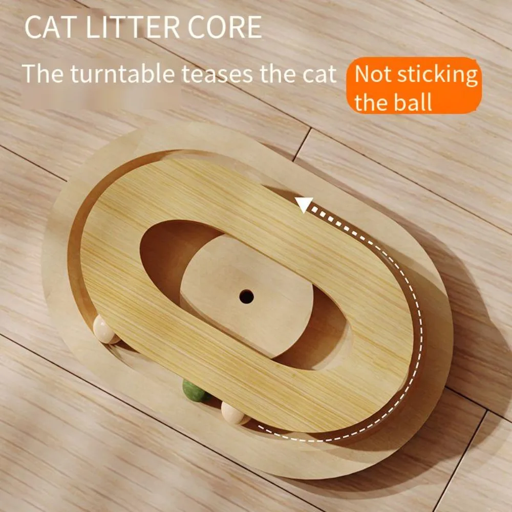 Space Capsule Cat Toy, Cat Toys Interactive Solid Wood Turntable Toy for Teasing Cats Play and Sleep 2 in One Pet Supplies