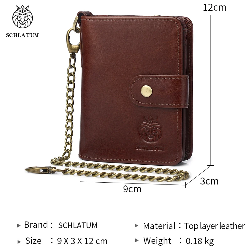 SCHLATUM Männer Leder Brieftasche Vintage Zipper RFID Hohe Qualität Marke Männlichen Geldbörse Multifunktionale Lagerung Tasche Karte Halter