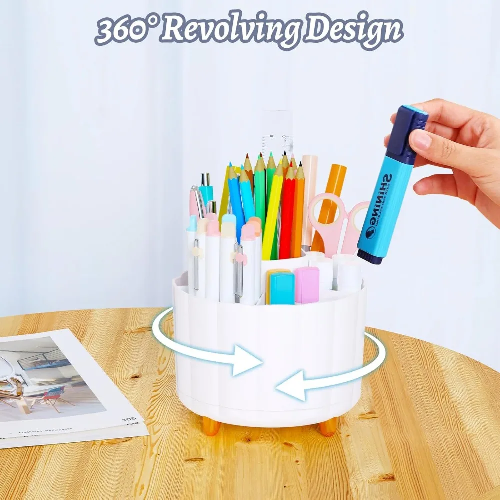 حامل أقلام لمنظم المكتب كادي 360 درجة، حامل أقلام رصاص للمكتب والمكتب والفصول الدراسية والمنزل، حامل أقلام رصاص لطيف مع 6 ق