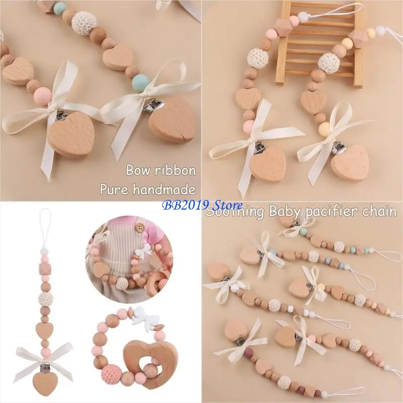 

Q0KB Safe & Durable Pacifier Clip with Bow/Baby Teether Stylish Pacifier/Newborn Teething Toy Suitable for Infants & Toddler