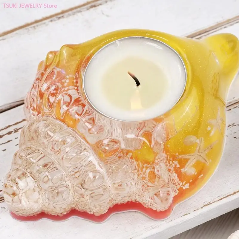 62KE Conch Shell Holder Mold for Resin Crafts, Silicone Double Shell Casting Mold 165 x 124 mm for Ocean Inspired Display, Wax