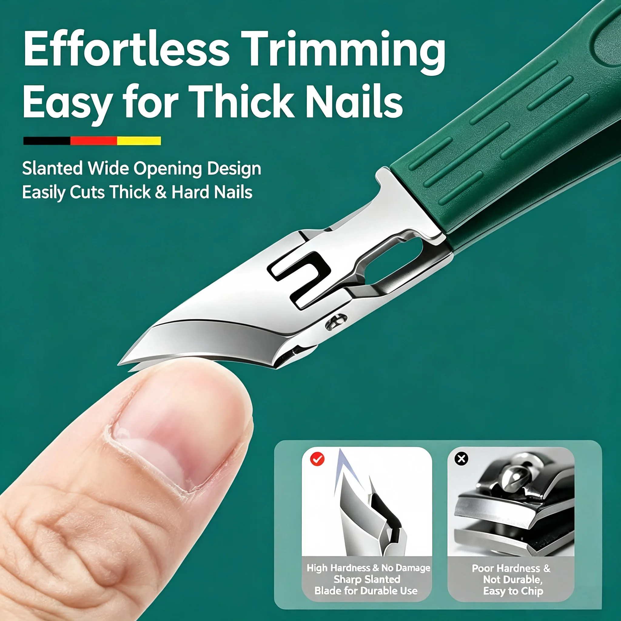 Thick Ingrown Nails Heavy Duty Stainless Steel Trimmer Safety Soft Grip Ultra Sharp 25 Degree Angled Blade Seniors Splash Proof