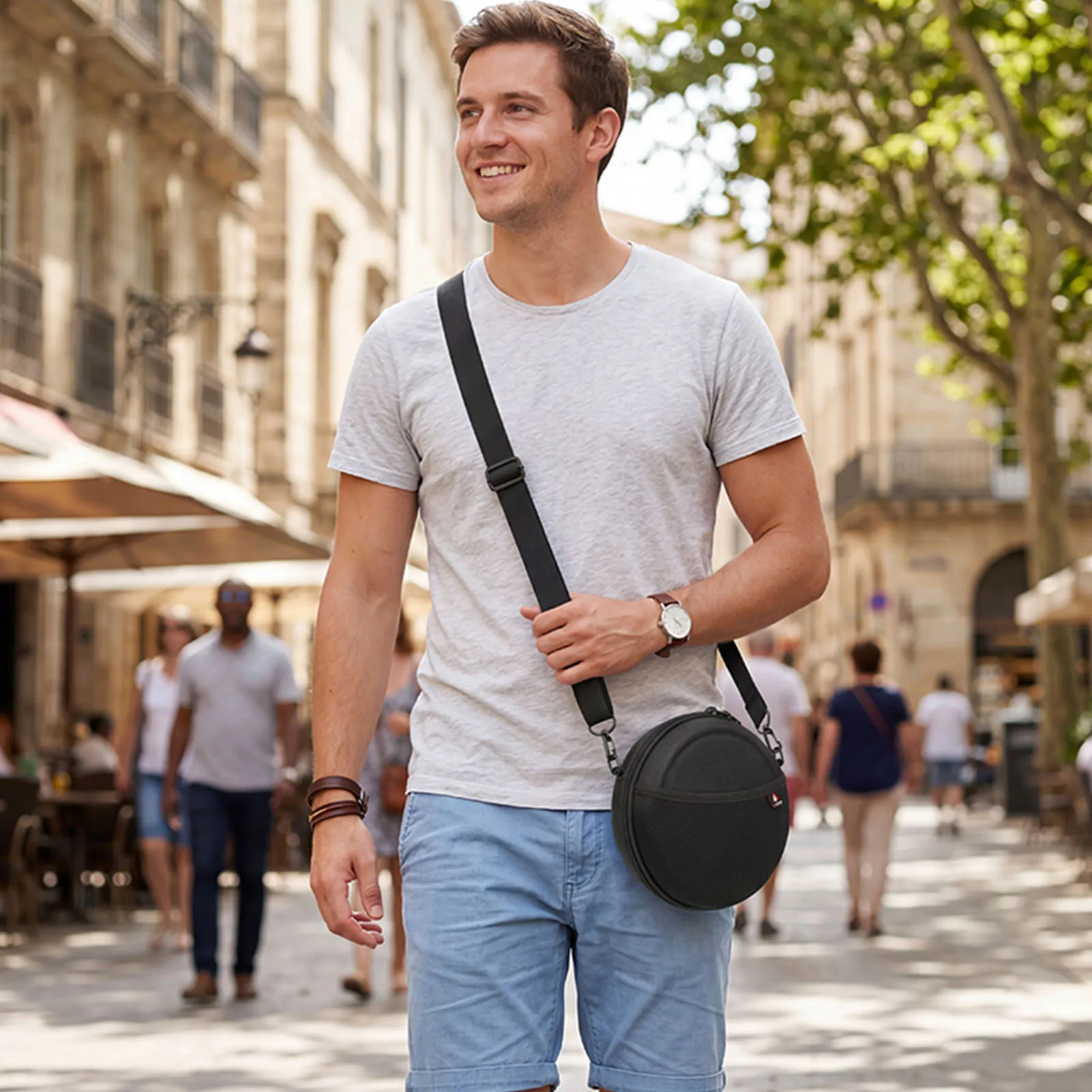 Carrying Case for 6 Inch CD Player Cable Accessories Travel Carrying Storage Holder with Adjustable Strap Drop-Proof