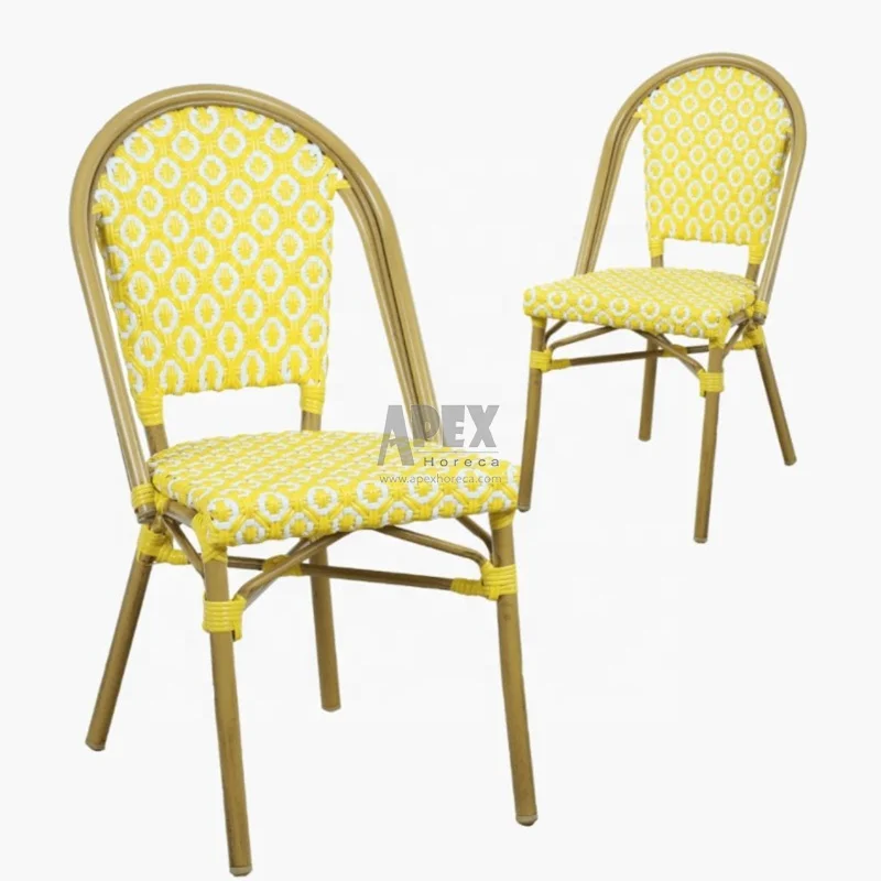 Bistro Stackable Rattan Garden Chair Outdoor Furniture Customized Patio French Style Rattan Chair