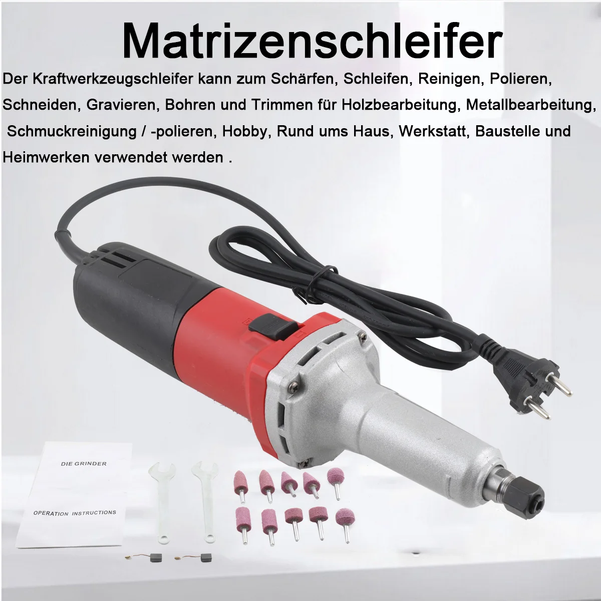 750W Elektrischer Geradschleifer, Handgehaltene Schleifmaschine mit Variabler Geschwindigkeit 0-27000 U/min, Polierwerkzeug, Mini-Fräse 6mm – Detail 5
