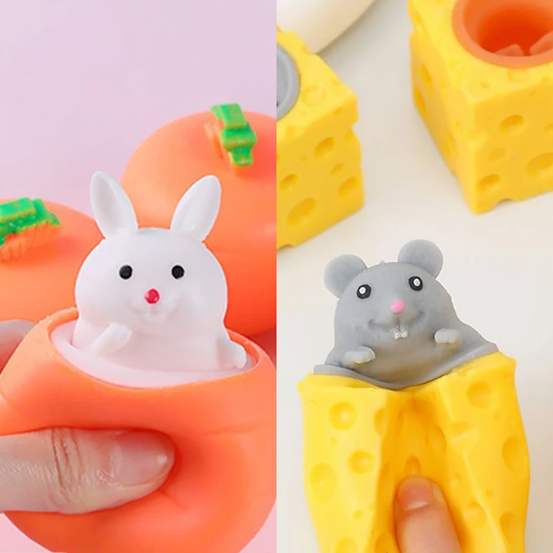 Jouet à presser carottes de dessin animé, pincement Squishy, relaxation, Hamster, décompression, jouets sensoriels pour enfants et adultes, cadeau