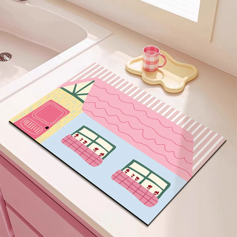 Quick Dry Water Absorbent Kitchen Dining Table Mat Heat Insulation Dish Plate Water Drainage Coaster Coffee Machine Bar Count...