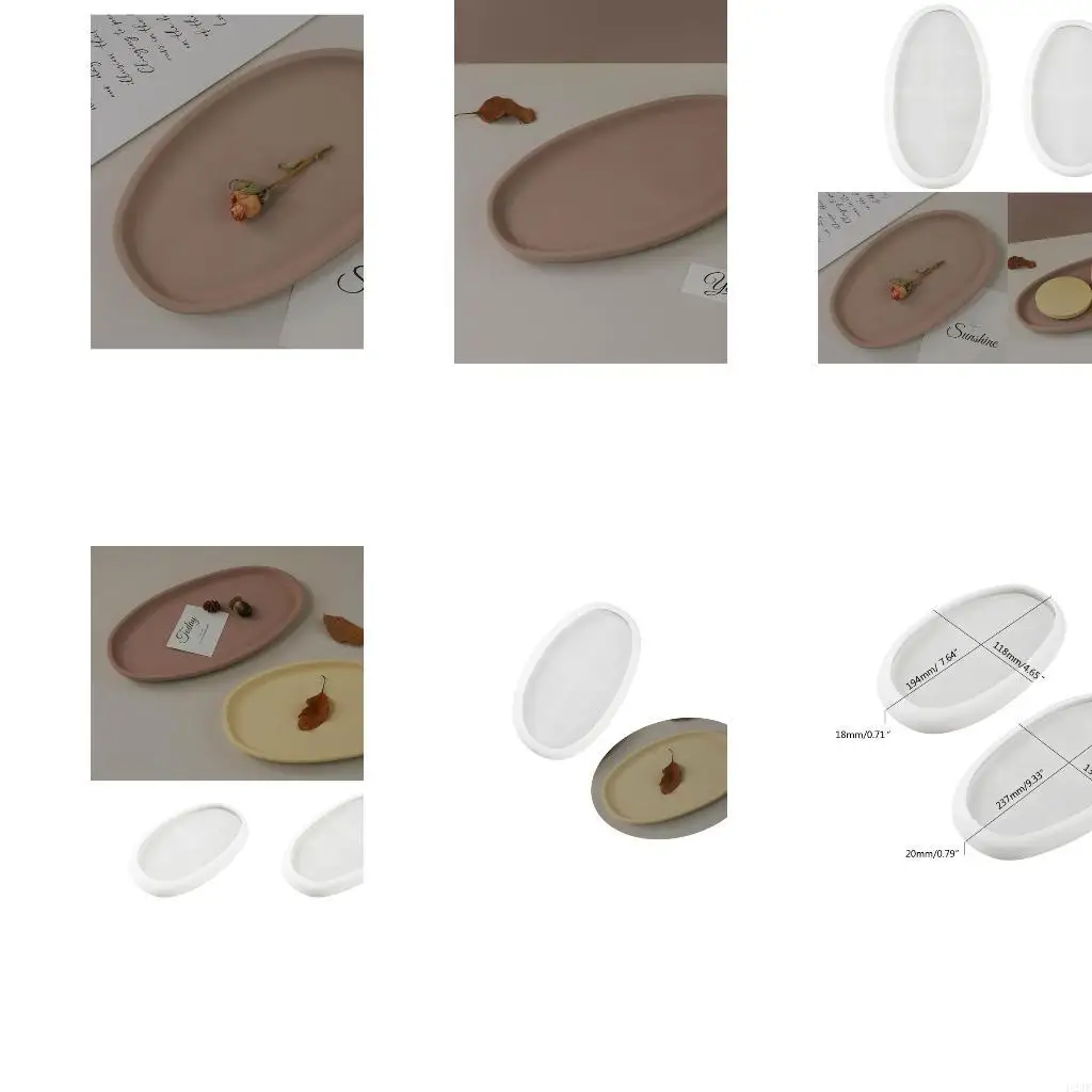 Agate Dish Silicone Molds Epoxy Resin Casting Mold for Jewelry Plate Rolling Tray Soap Dish Making Oval Resin Mold