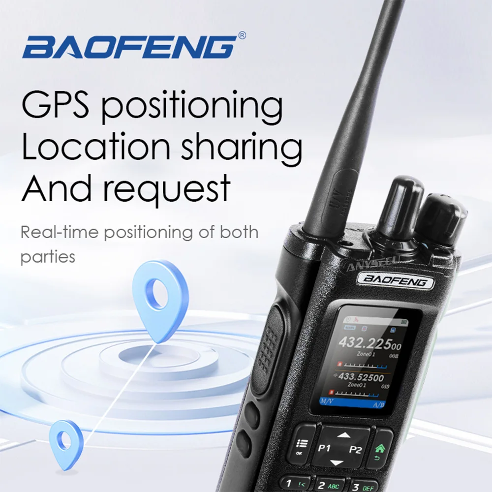 Baofeng UV32 أسود GPS 10W متعدد الموجات تردد نسخ لاسلكي لبرمجة بلوتوث طويلة المدى هام راديو اتجاهين