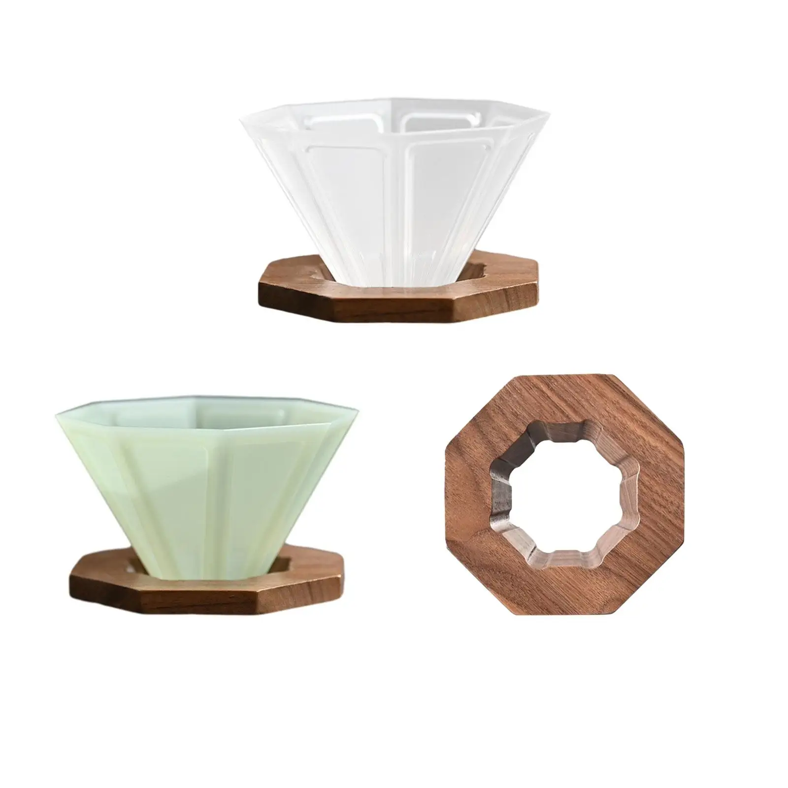 Walnut Wood Holder Drip Coffee Maker with Origami Coffee Cup