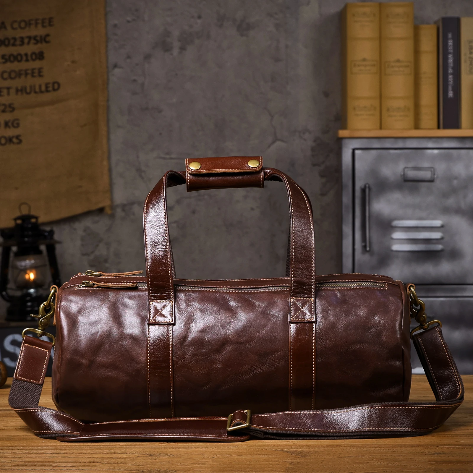 Echte Leder-Umhängetasche für Herren, Crossbody-Sporttasche aus pflanzlich gegerbtem Leder, modischer Casual-Stil, einfache Rindsledertasche – Detail 15