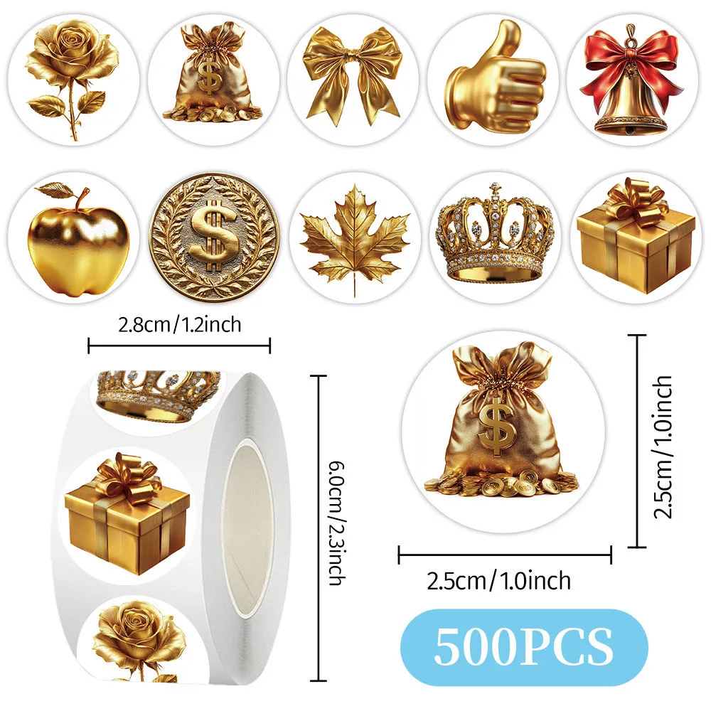 50-500pcs Ins Vintage Golden Item Sticker Wrapping Label For Gift Decoration Decals Packaging Scrapbooking Stationery Supply