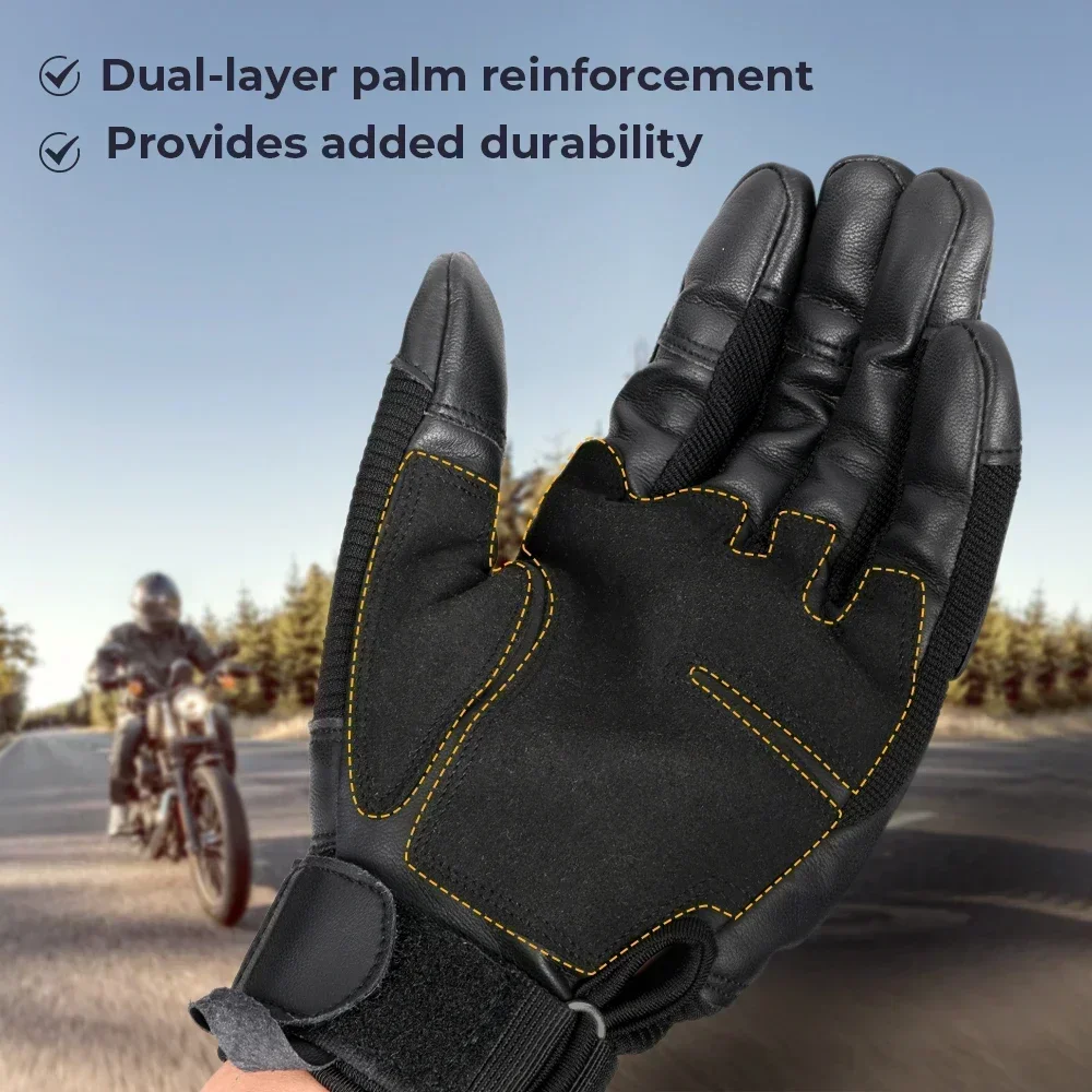 Guanti da moto in pelle touchscreen Motocross Moto Moto Pit Biker Enduro Equipaggiamento protettivo Guanto da corsa con dita intere da uomo