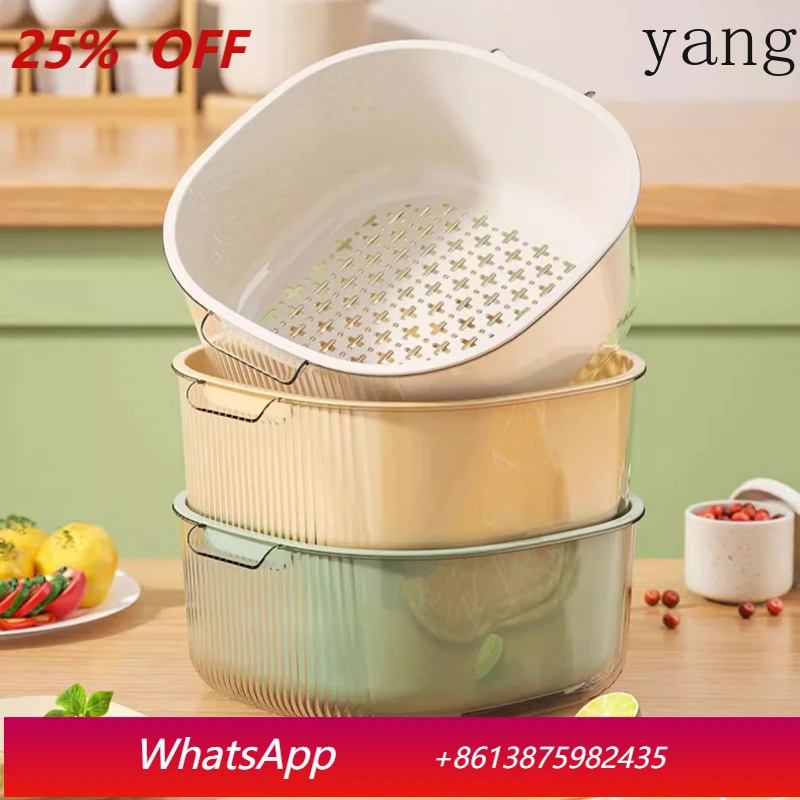 

LTT double drain basket 3-piece set of plastic vegetable and fruit plates for living room