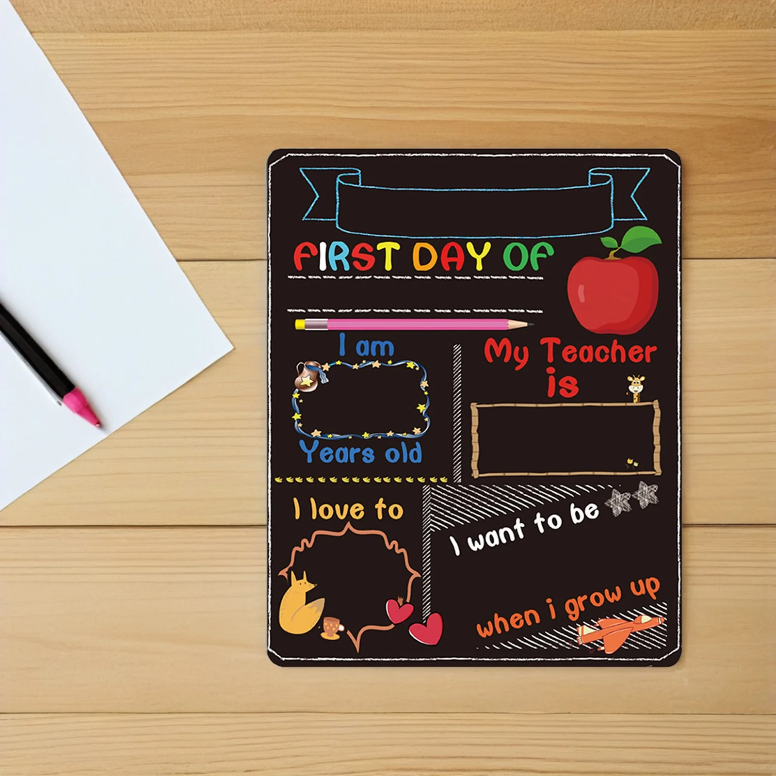 Stylish Small Blackboard Dual Side Function Space Saving Message Board for Home Kitchen Office Student Learning Environment