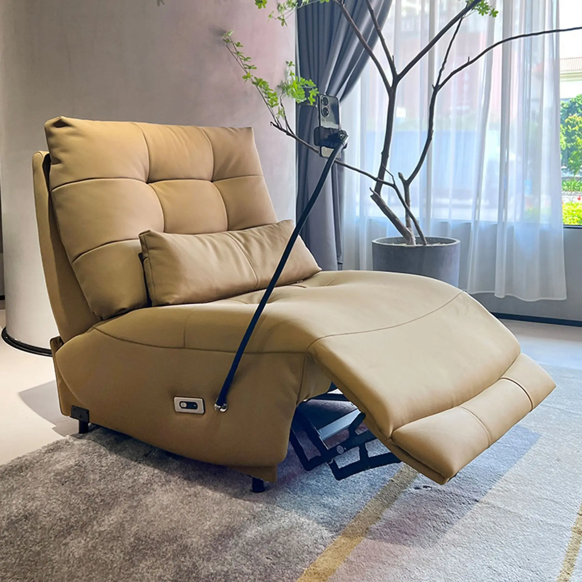 

Single electric leather sofa multi-functional reclining and sleeping lazy sofa
