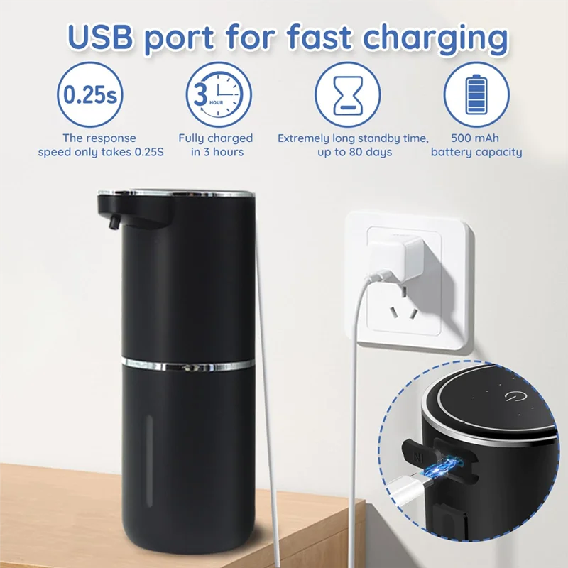 

AB41-Дозатор жидкого мыла, Автоматический дозатор мыла, Бесконтактный дозатор мыла на 400 мл, Для ванной комнаты, кухни, гостиницы