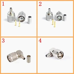 5Pcs/lot TNC Male&RP-TNC Male Plug 90 Degree Right Angle Crimp Solder Clamp for RG58 RG142 RG400 LMR195 RG223 Cable Connector