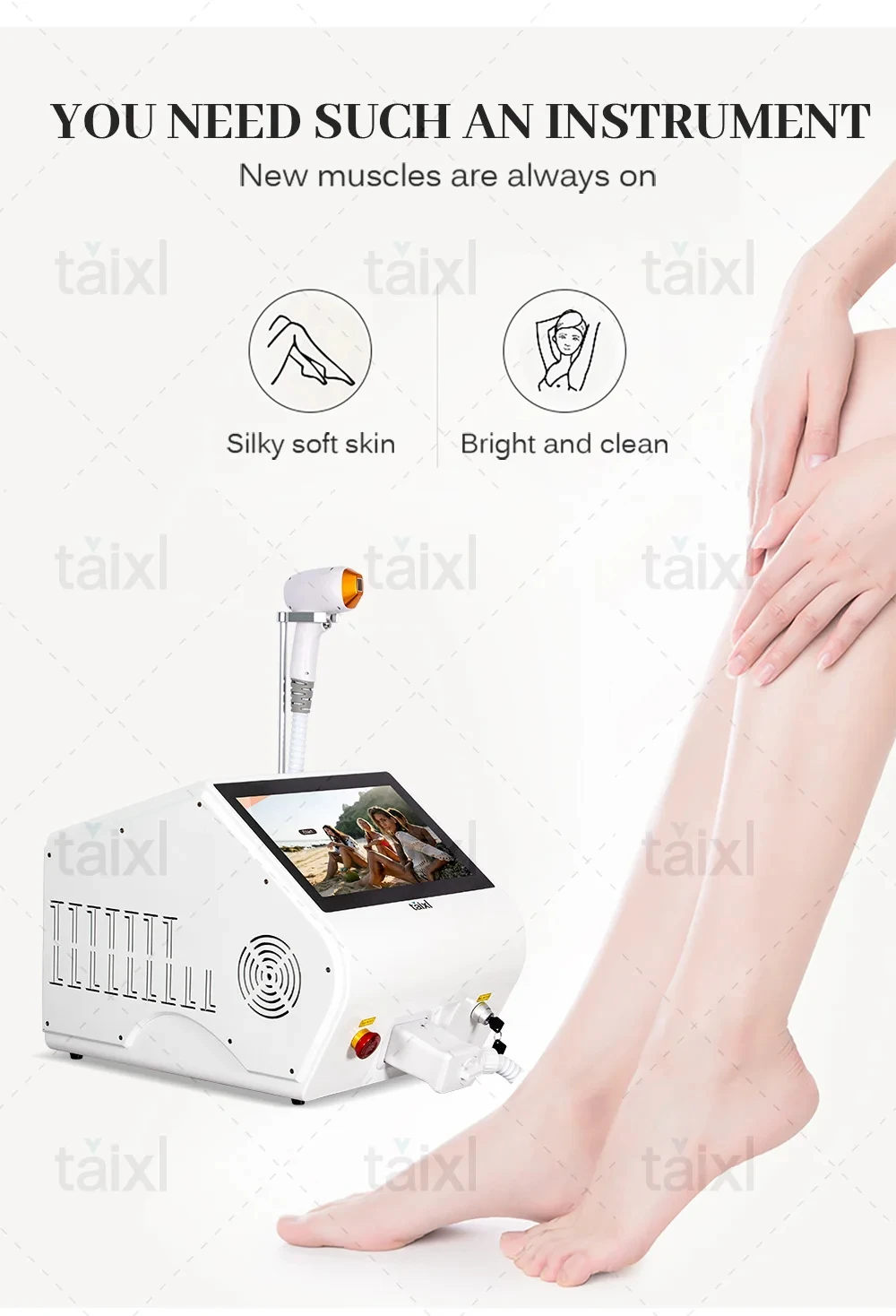 

4 Wavelength 755 940 1064 808nm Diode Laser Hair Removal Machine 4000W Ice Cooling System Painless Hair Remover 8
