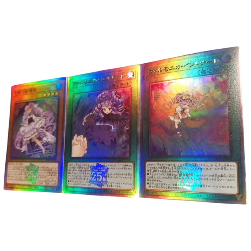 3Pcs/set Yu Gi Oh Cards Diy Self Made Selettrice Vaalmonica Color Flash Brushed Flash Anime Game Characters Collection Card