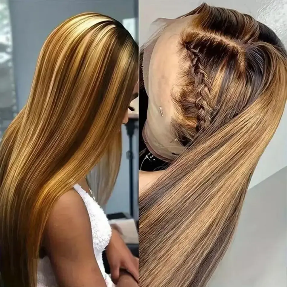 427 Highlight Haarwerk Menselijk Haar 13X6 HD Kant Frontaal Haarwerk Recht Menselijk Haarpruiken 30 38 Inch Voorgeplukt Braziliaans Zwart 200 Density