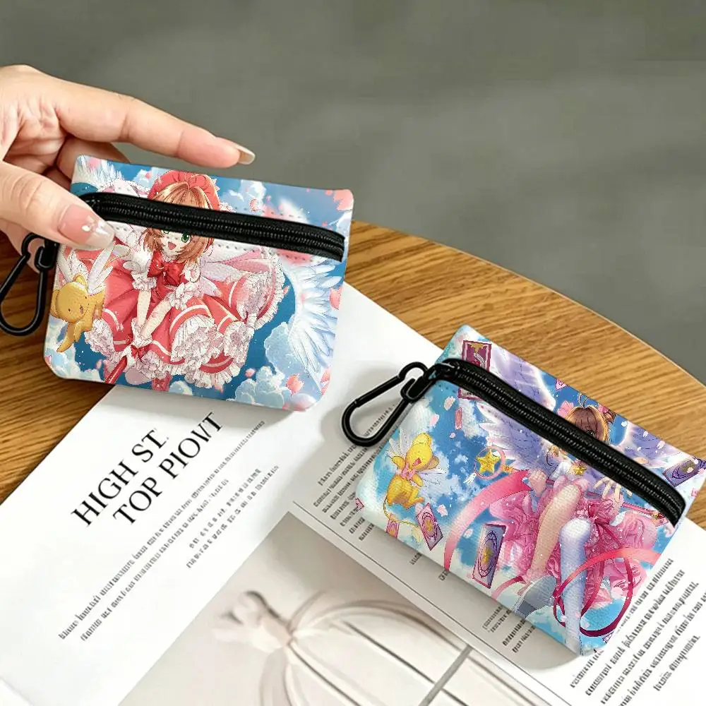 Magical Anime C-Cardcaptor Sakura Oxford Wallet Detachable Carabiner Hook Compact Storage Bag For Outdoor Shopping Accessory