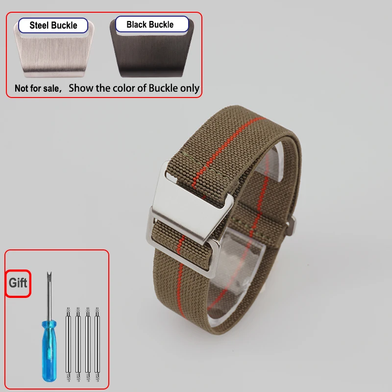 60s French Troops Parachute Bag Elastic Watch Strap 18 20mm 22mm Nylon Watchbands Man's Universal Ballistic Fabric Wristband