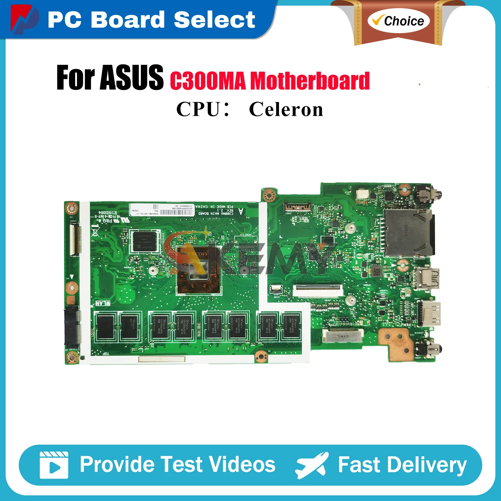 

C300MA Laptop Motherboard For ASUS Chromebook C300M C300MA Notebook Mainboard With Celeron CPU 100% tests OK fast shipping stk