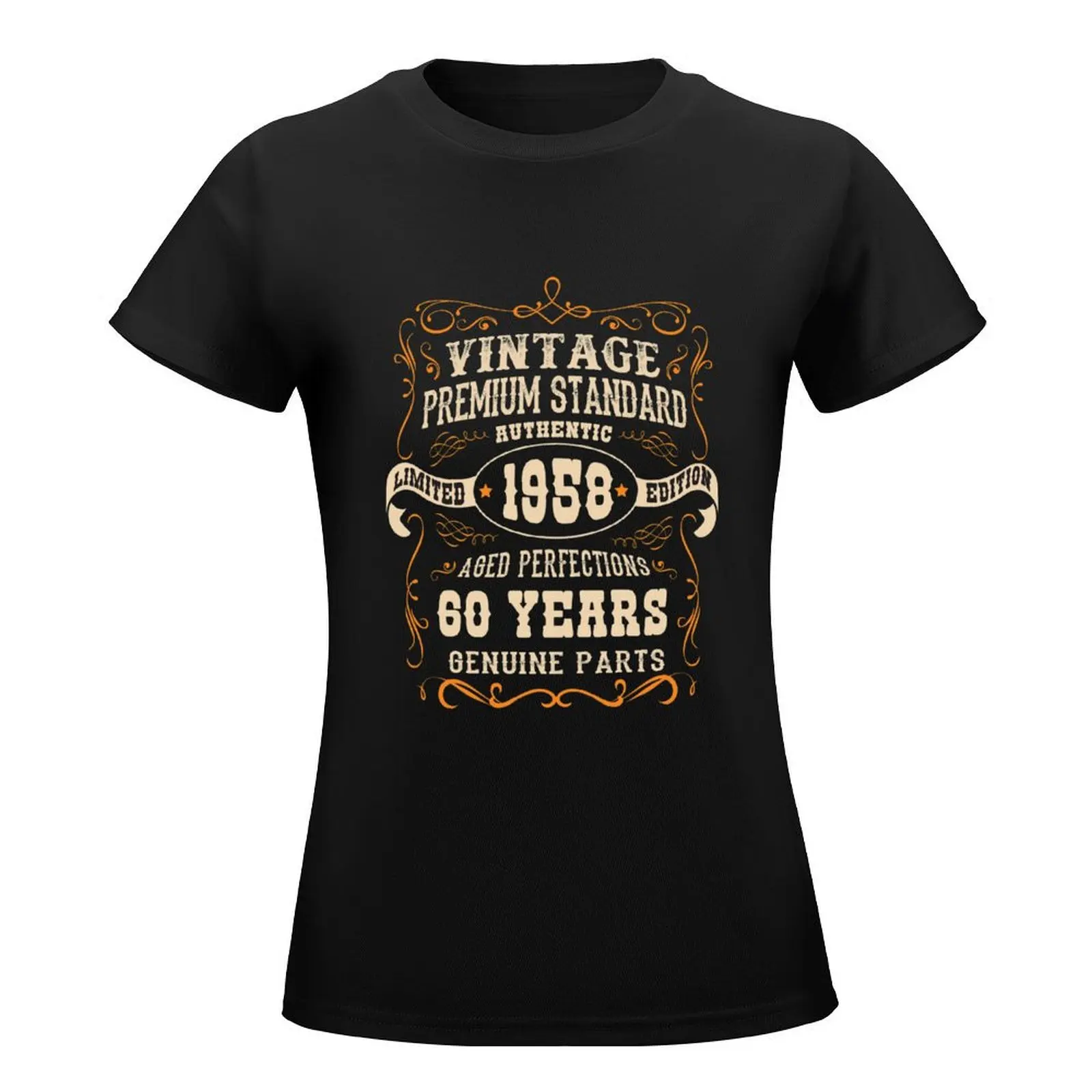 Vintage 60th Birthday- Antique Made In 1958 T-Shirt Blouse animal print shirt for girls cute tops black t-shirts for Women