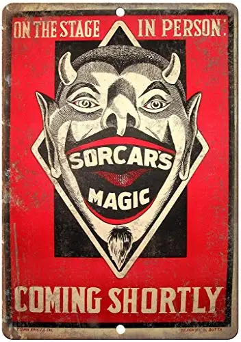 Vintage Style Metal Sign 8x12,Sorcar's Magic Circus Poster,Funny Notice Aluminum Note Metal Tin Sign Plate Wall ArtSymbol Pointe
