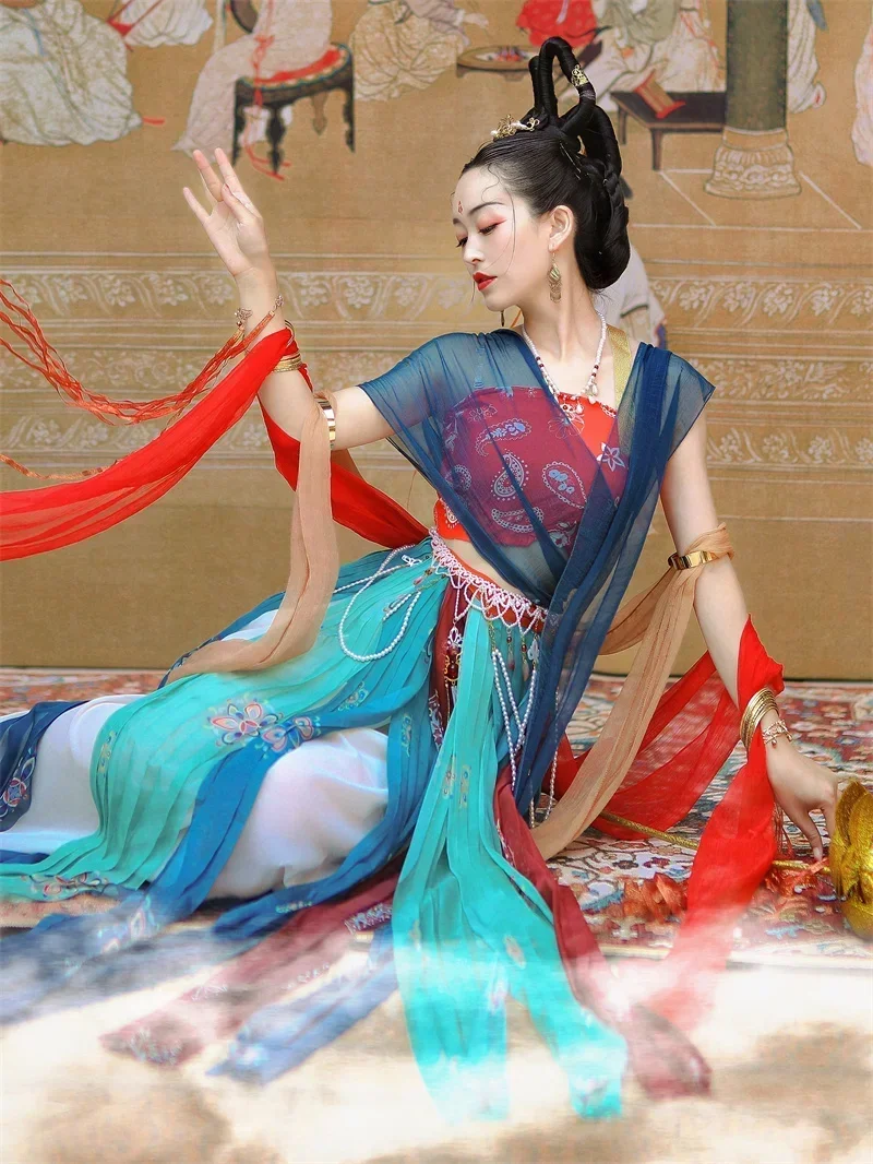 Classical Dance Practice Performance Suit Dunhuang Apsaras Clothing Elegant Chinese Folk Dance Costumes Cosplay Special Use