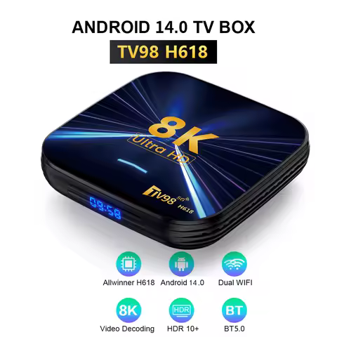 Allwinner H618 Android 14 Tv Box WIFI6 4K BT5.0 Quad Core HD Media Player Voice Control 5G Dual Wifi 8K Smart Set Top Box