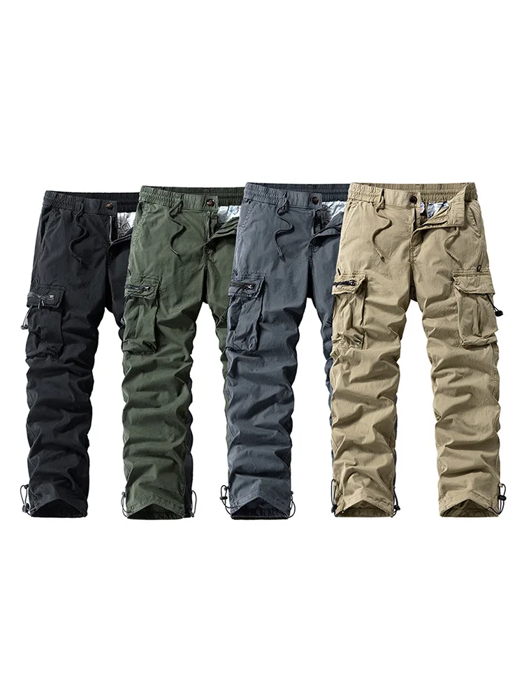 Herren Multi-Reißverschluss-Taschen Cargo-Hose Verstellbarer Kordelzug Taktische Hose Outdoor-Wanderhose Verschleißfeste Arbeitshose519