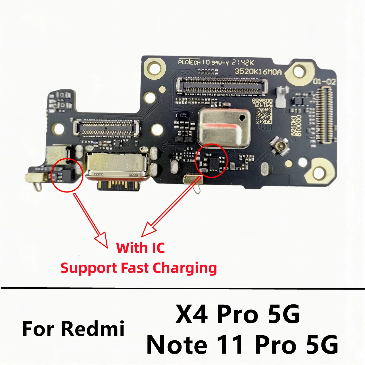 20 Pz/lotto Caricatore USB Per Redmi Nota 11 Pro Plus 5G Dock Connettore Scheda Porta di Ricarica Cavo Della Flessione Parti di Ricambio