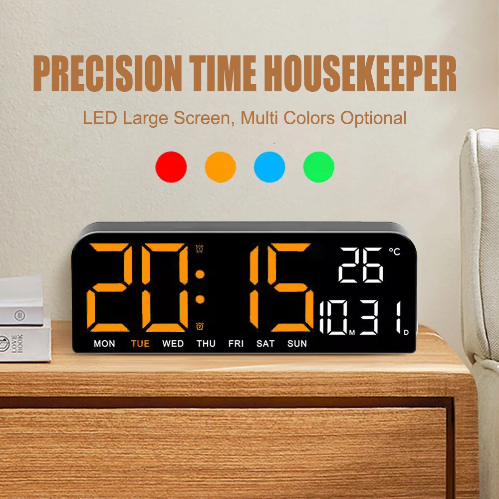 New Stylish Time Housekeeper LED Electronic Clock Large Screen Hanging And Standing Dual-purpose Backlight Brightness Adjustable