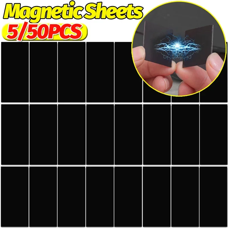 5/50PCS Self-Adhesive Magnetic Sheets Square Flexible Rubber Magnet Stickers for Wall Refrigerator Home Office Storage Supply