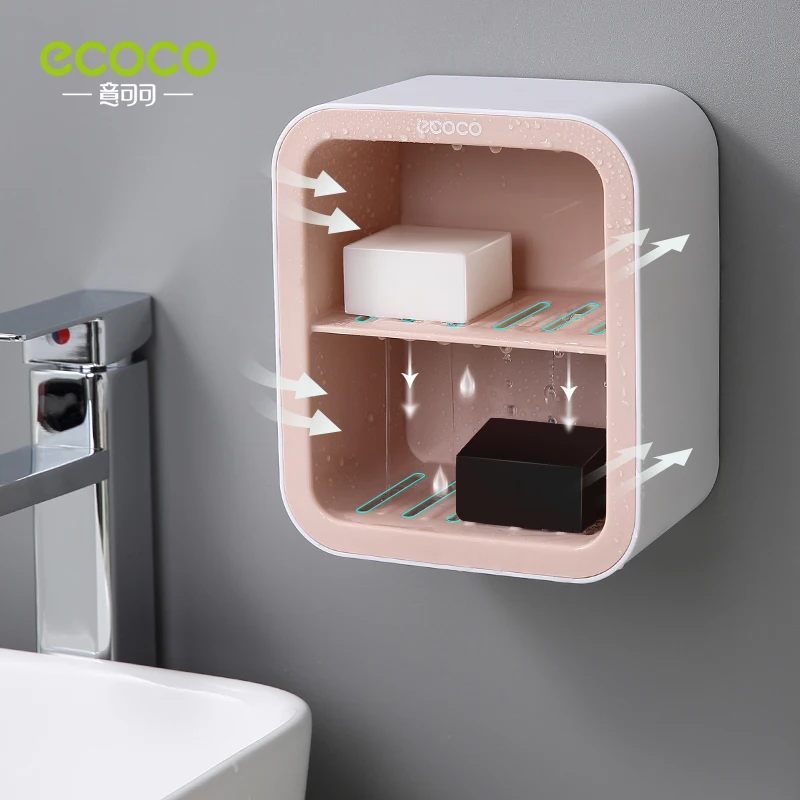 Xiaomi Double Drawer Design Wall Mounted Soap Dish Box Bathroom Shower Soap Holder Tray Storage Rack Shelf Bathroom Accessories