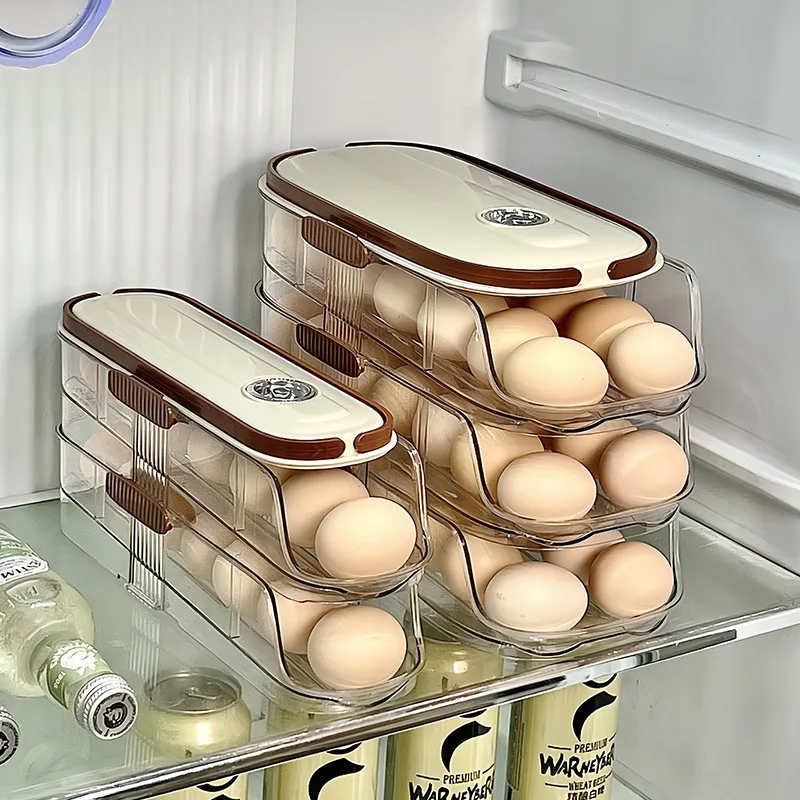 Timed egg storage box, side door storage, refrigerator, kitchen, egg roll artifact, fresh-keeping rack