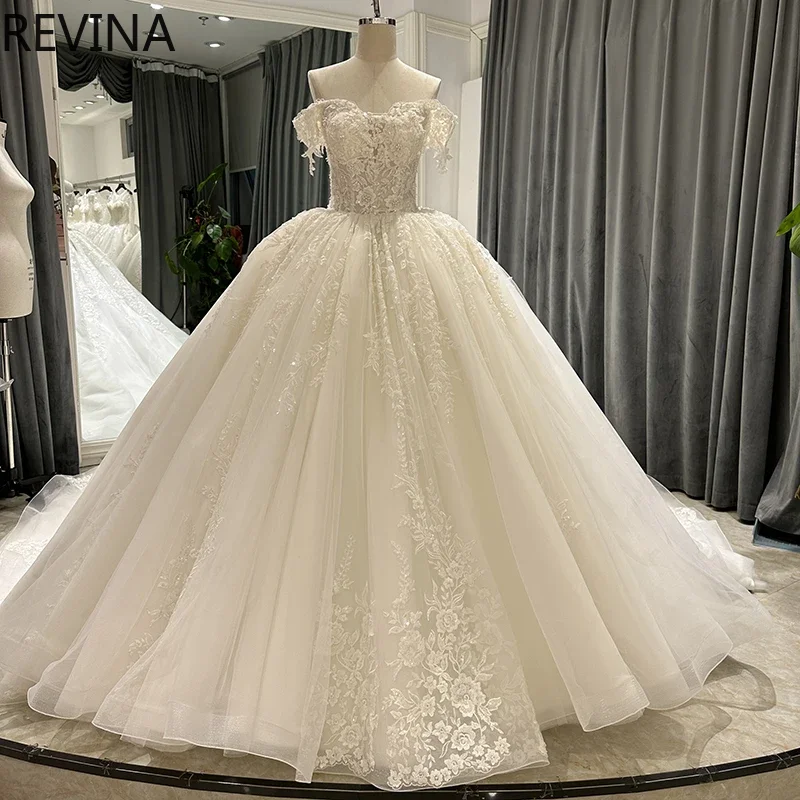 

Роскошное кружевное бальное платье-силуэт для свадьбы, без бретелек, с кристаллами, Vestido De Novia, женское свадебное платье, индивидуальный пошив