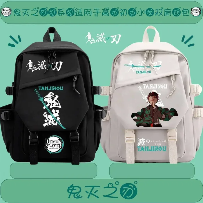 

Black Blue White Demon Slayer Kimetsu No Yaiba Student School Bags Large Capacity Backpacks For Anime GAME